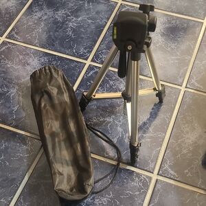 Versatile Black and Silver Camera Tripod